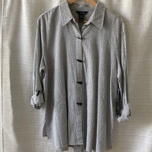 Ali Miles NWT Dark Gray & White Striped blouse